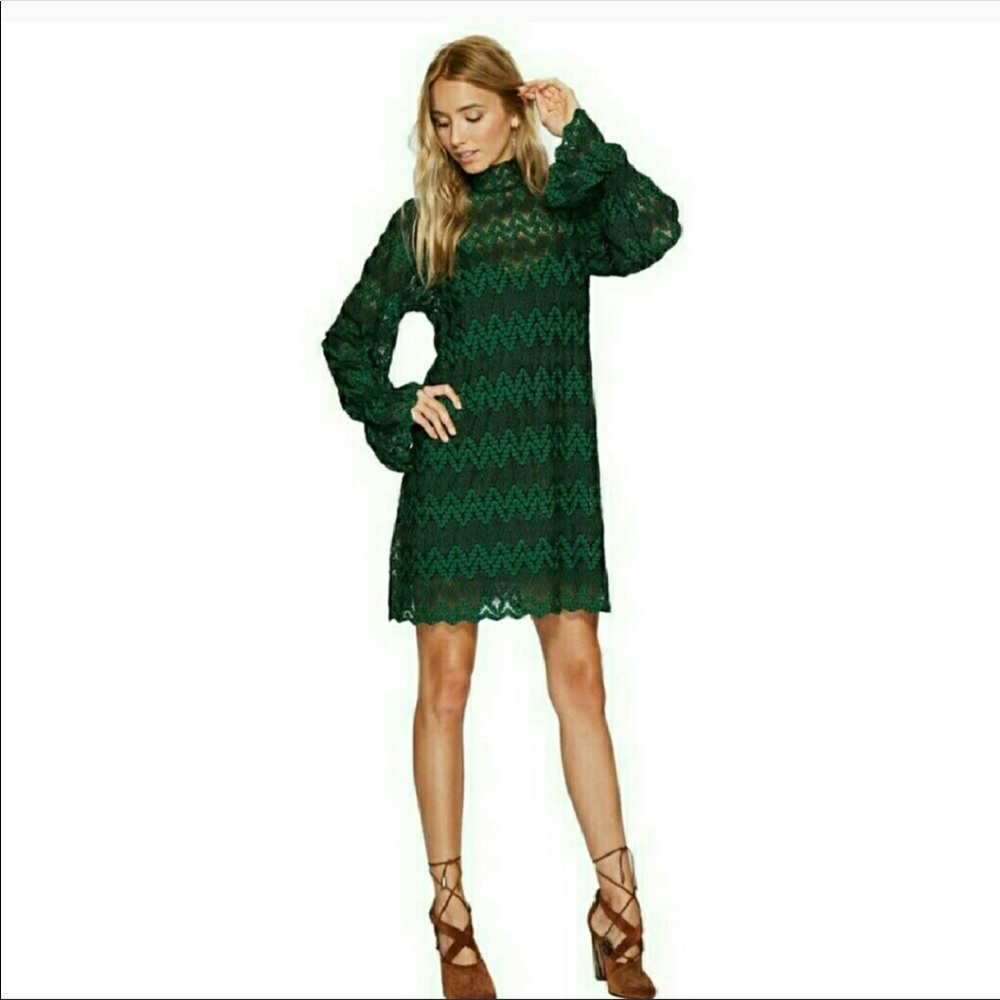 🆕Free People Simone Mock Neck Lace Dress - Picture 1 of 4
